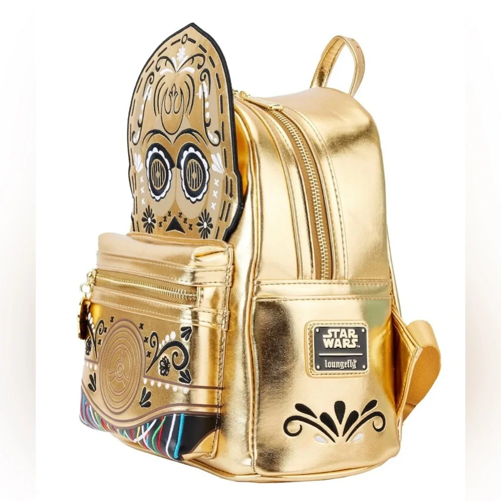 Loungefly Star Wars C-3PO Embroidered Day of the Dead Cosplay Backpack NWT